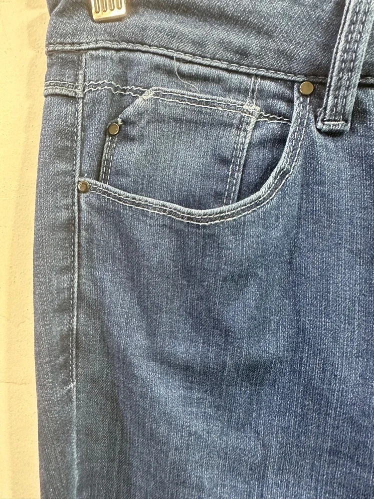 Laurie Felt Los Angeles Jeans Women Sz 10 Blue Flare Frayed Hem 5-Pocket Stretch - Picture 3 of 15